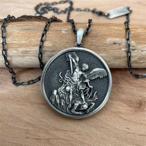 silver archangel michael pendant|st michael paratrooper pendant.